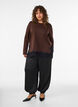 Jersey blouse with lace trim, Brown, Model image number 1