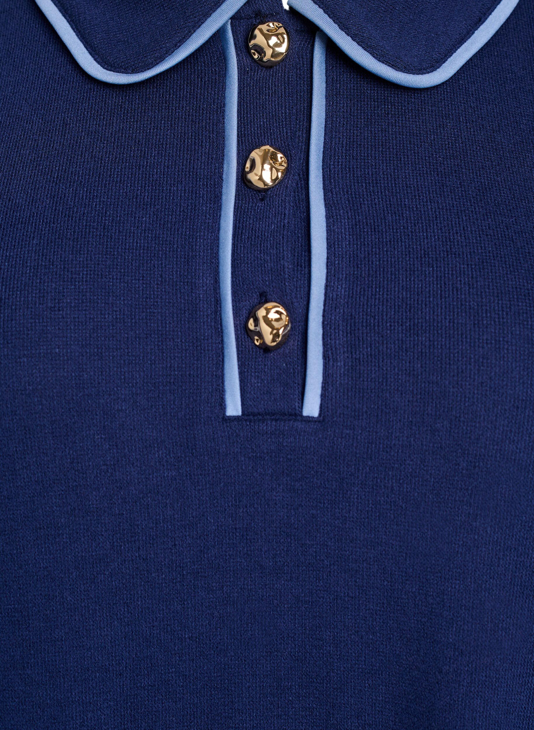 Zizzifashion Jersey polo shirt with contrast trims, Blue, Packshot image number 2