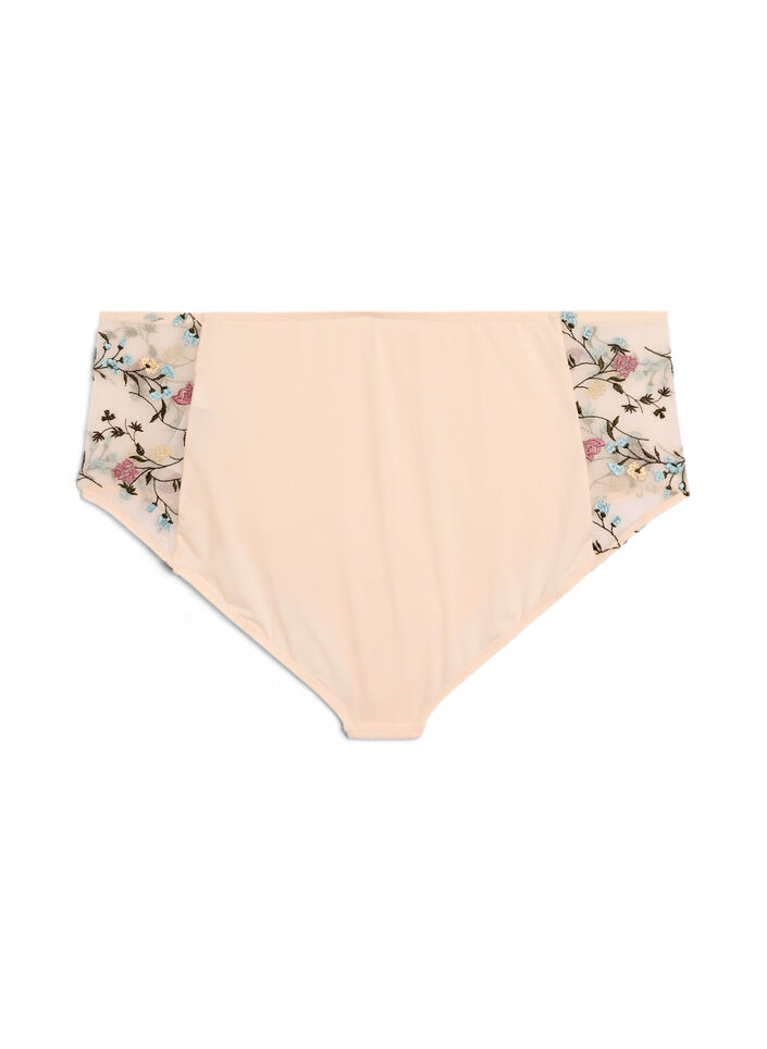 Microfibre panties with embroidered floral details, Rose, Packshot image number 1