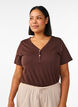 T-shirt with button detail, Brown, Model image number 0