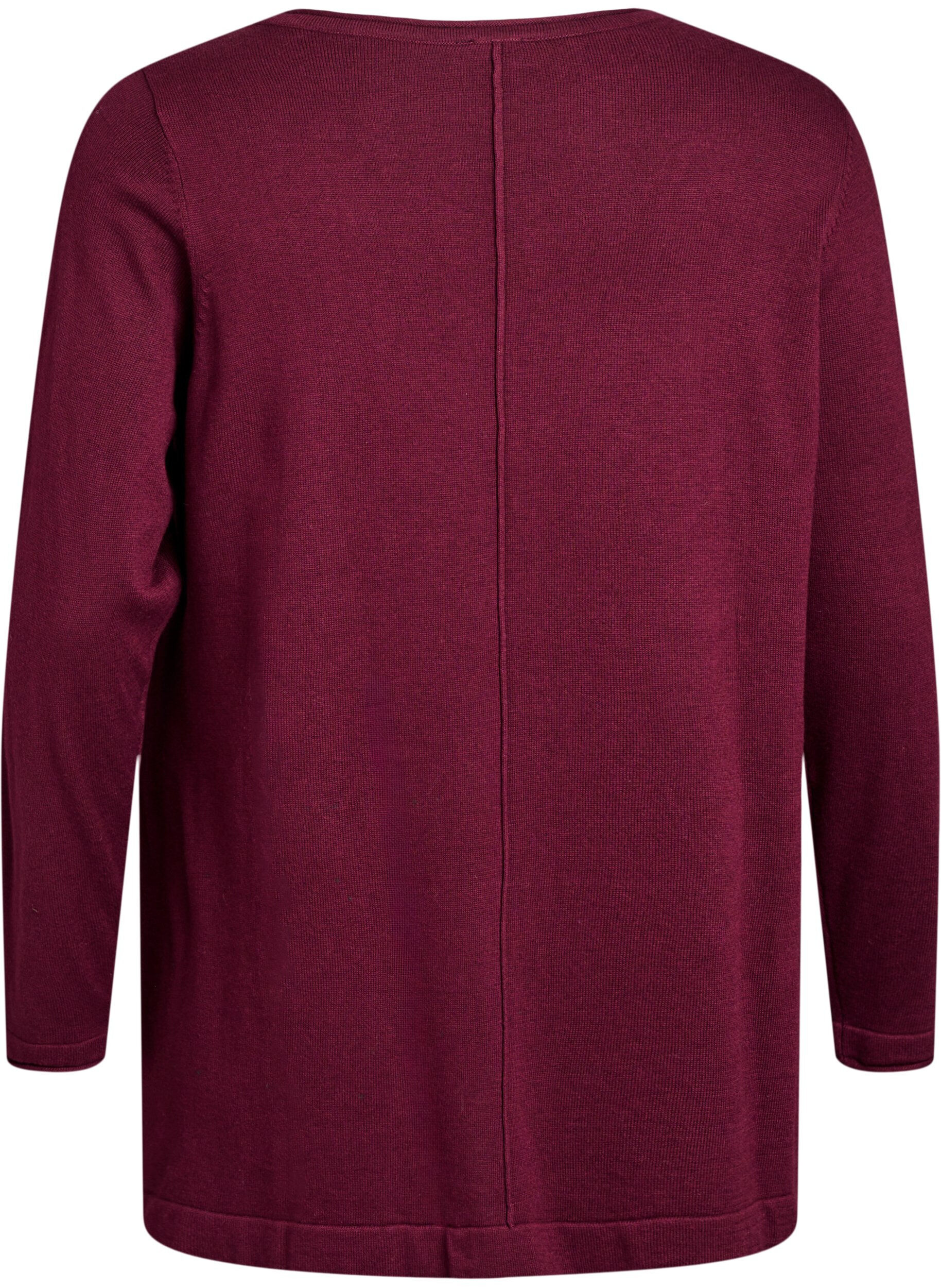 ZizzifashionKnitted blouse in cotton-viscose blend, Dark Bordeaux, Packshot image number 1