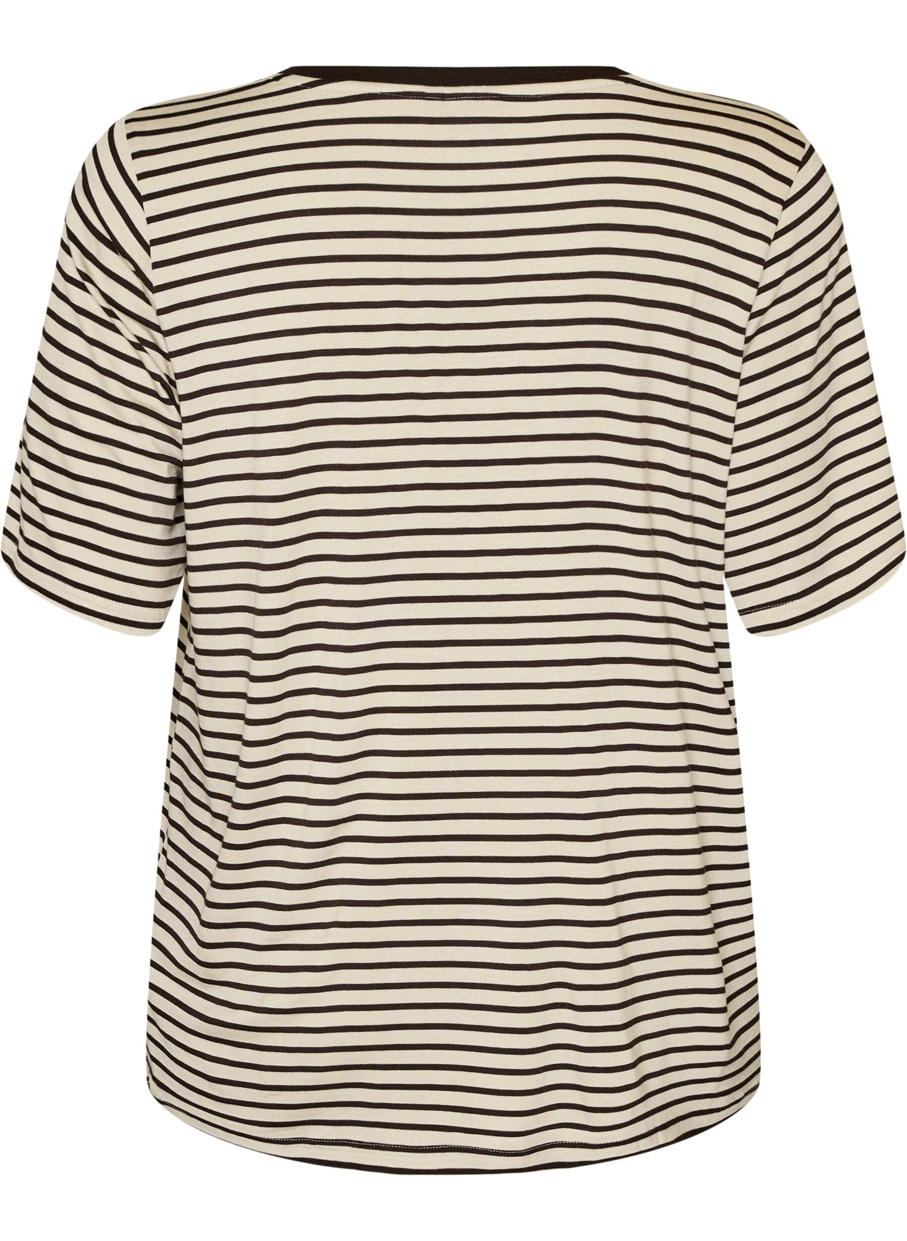 ZizzifashionT-shirt with TENCEL&trade; Lyocell and stripes, Brown, Packshot image number 1