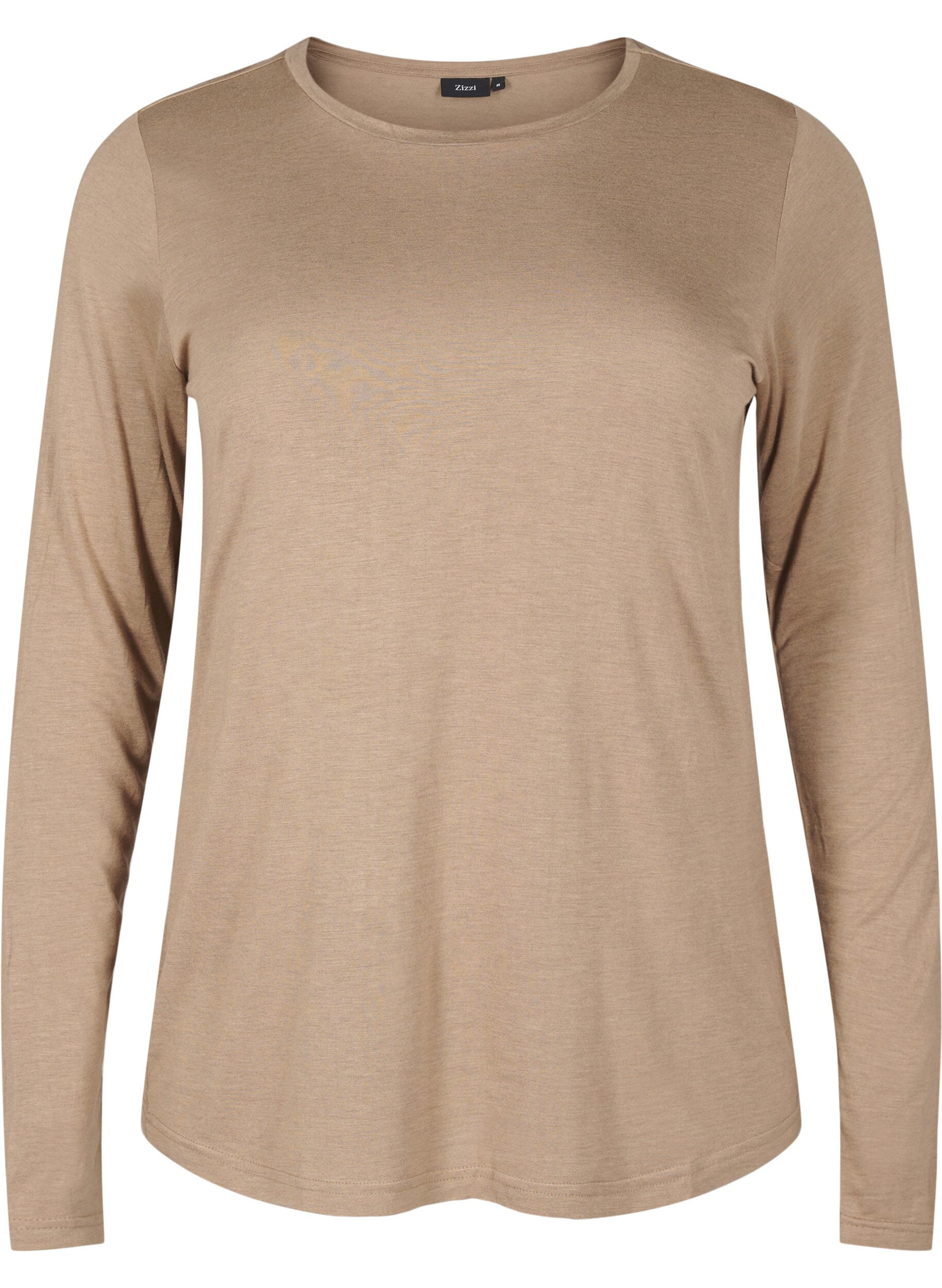 ZizzifashionLong-sleeved blouse in wool and viscose, Brown, Packshot image number 0