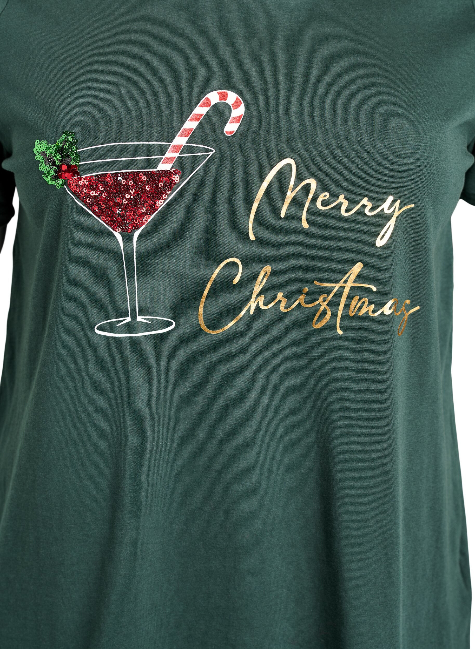 Zizzifashion Christmas t-shirt in organic cotton, Green, Packshot image number 2