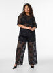 High-waisted wide-leg lace trousers, Black, Model image number 0