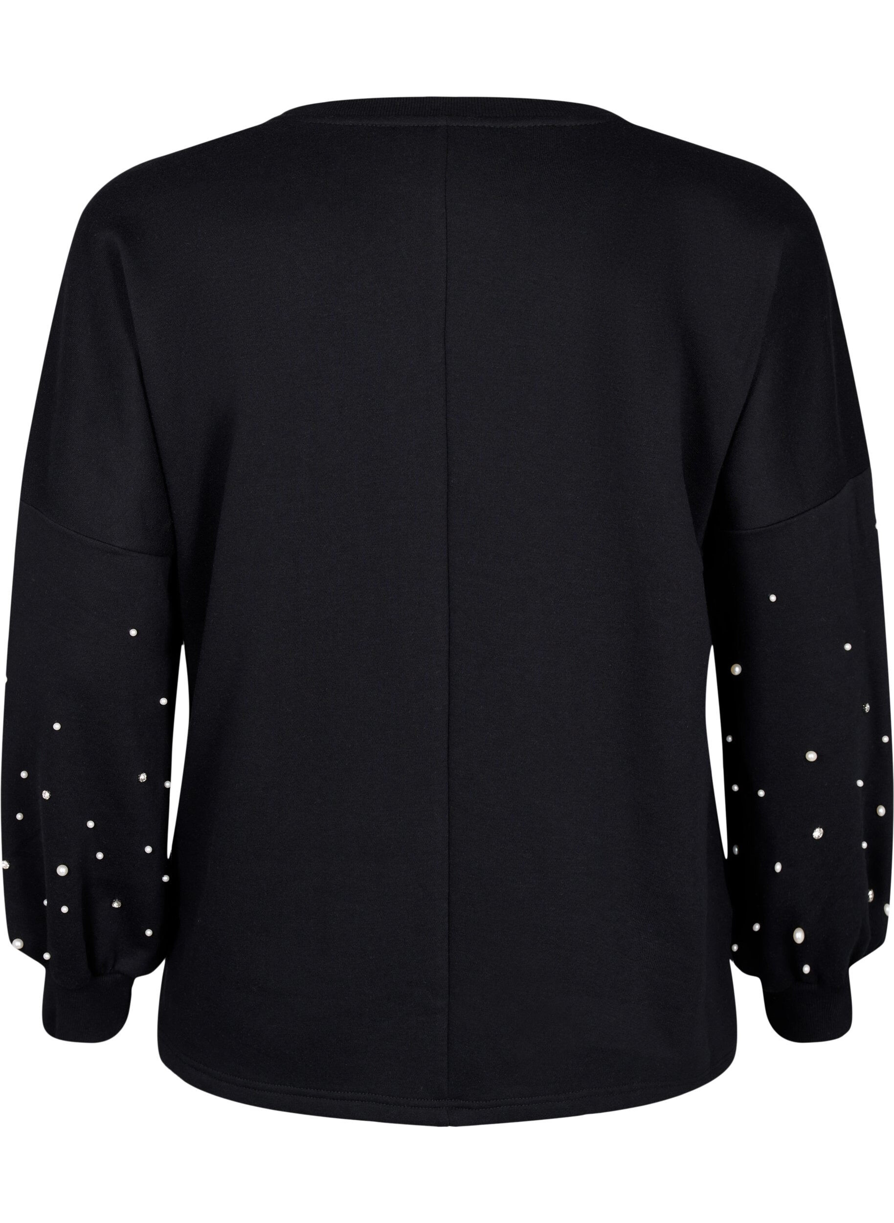 Zizzifashion Sweatshirt with beads, Black, Packshot image number 1