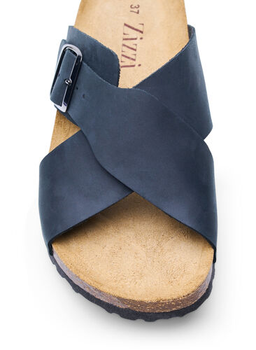Wide-fit leather sandals, Black, Packshot image number 2