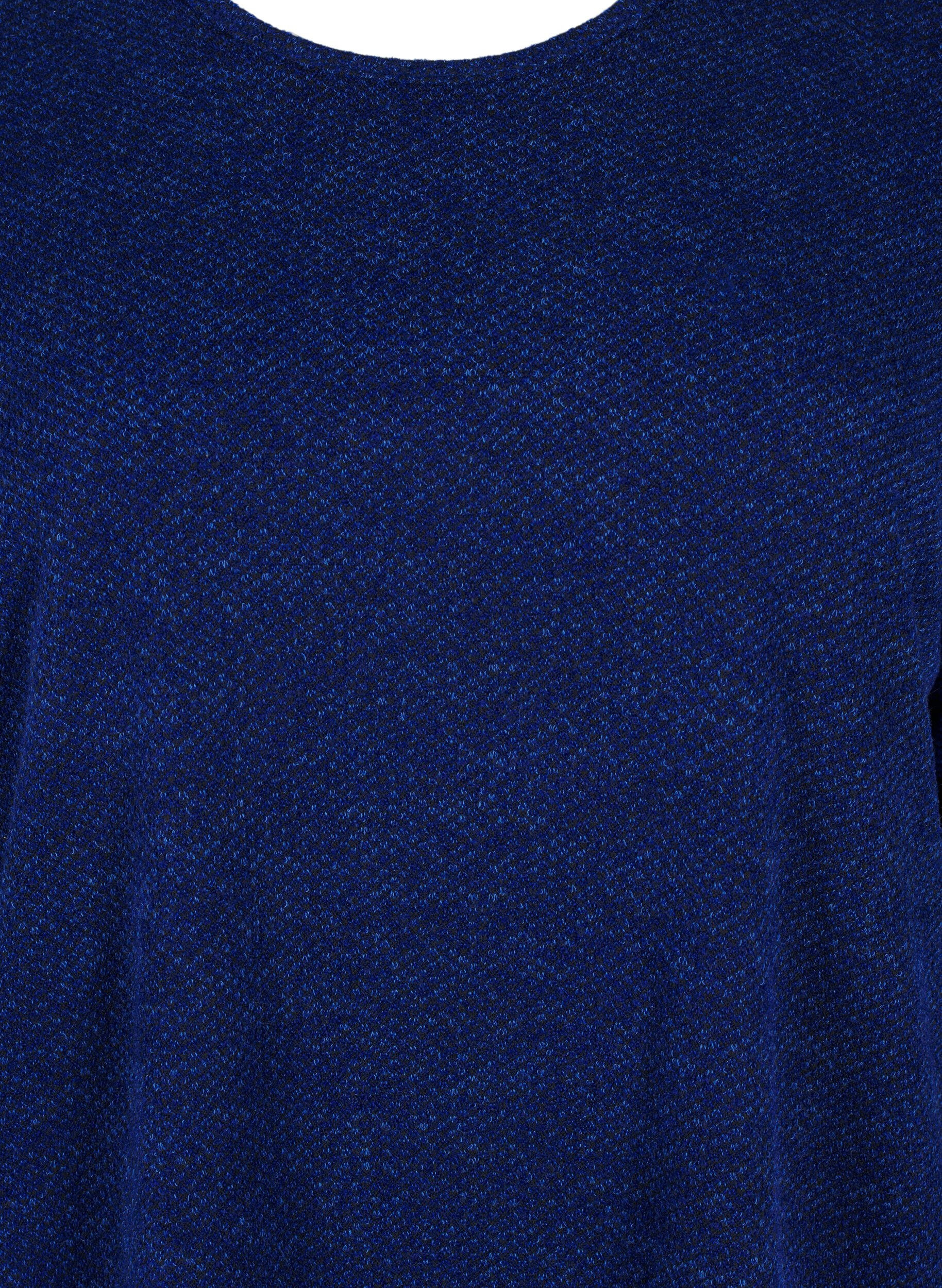 Zizzifashion Melange blouse with round neck and long sleeves, Sodalite Blue, Packshot image number 2