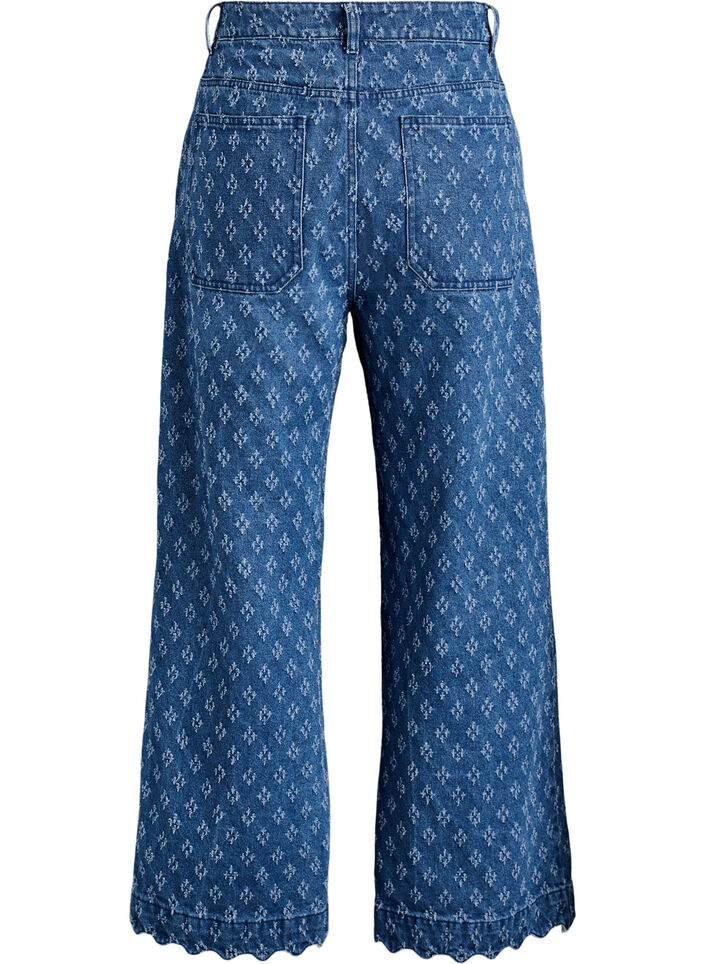 Myra jeans with wide fit and distressed pattern, Blue, Packshot image number 1