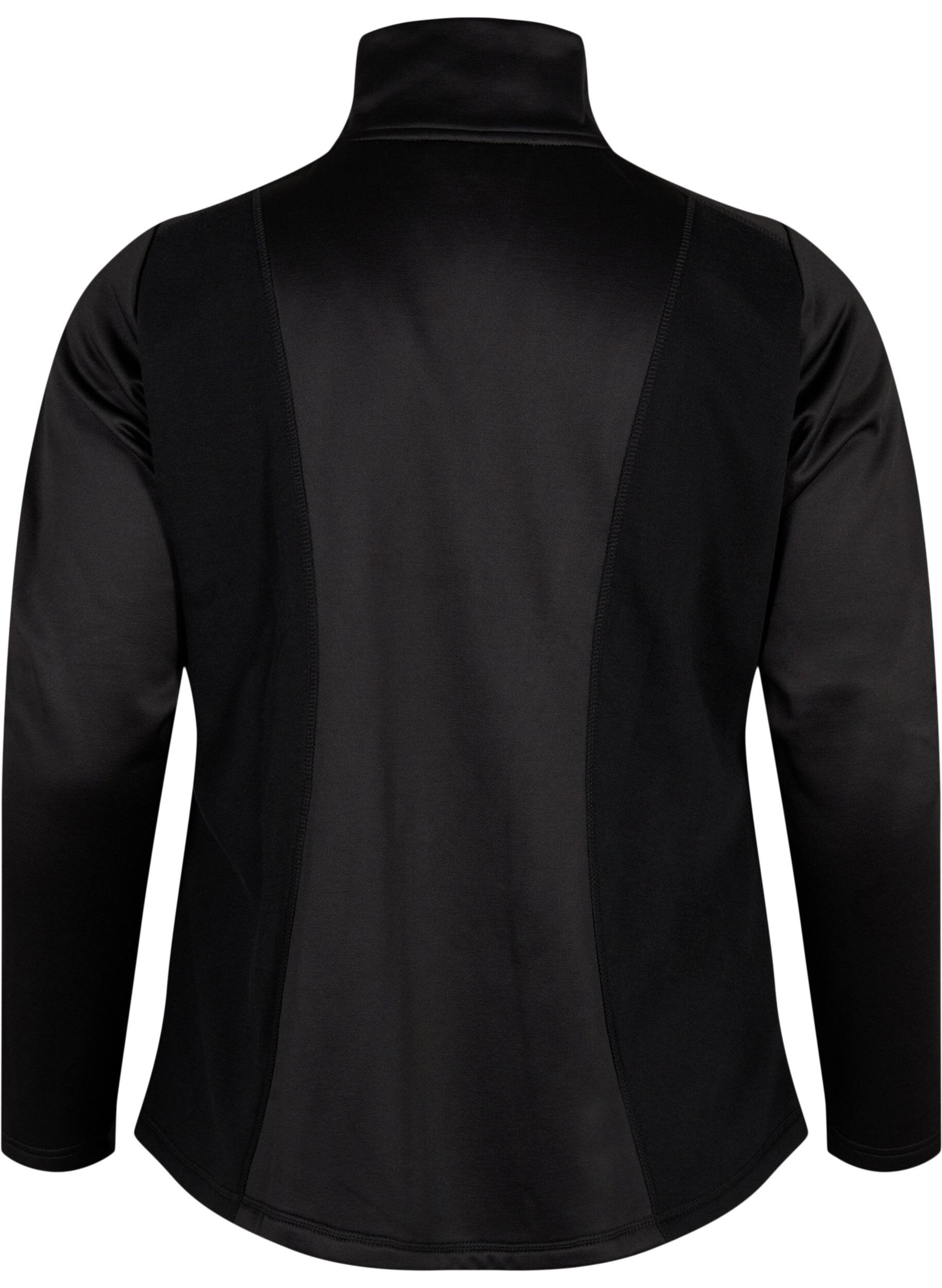 Zizzifashion Sports cardigan with zipper and high neck, Black, Packshot image number 1