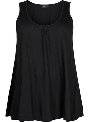 Top with a-shape and round neck, Black, Packshot image number 0