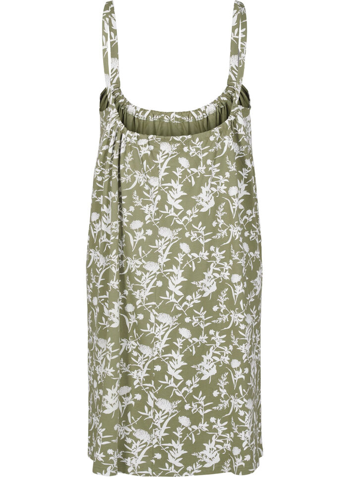 Knee-length strap dress in organic cotton, Green, Packshot image number 1