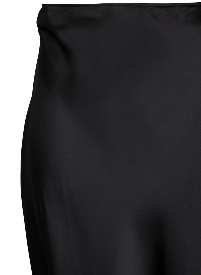 Long satin skirt, Black, Packshot image number 2