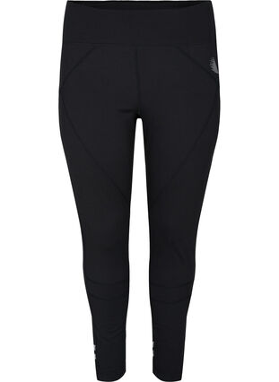 Workout leggings with reflex and inner fleece, Black, Packshot image number 0