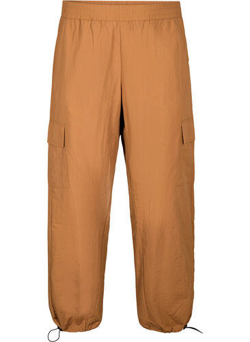 Cargo pants with adjustable elastic drawstring, Sand, Packshot image number 0