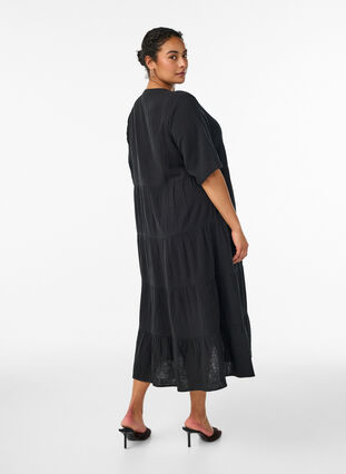 black cotton a line dress The Organic Cotton Waisted Dress