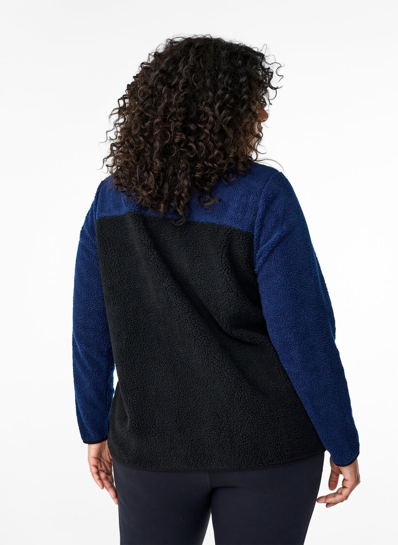 Teddy jacket with colourblock, Night Sky comb., Model image number 1