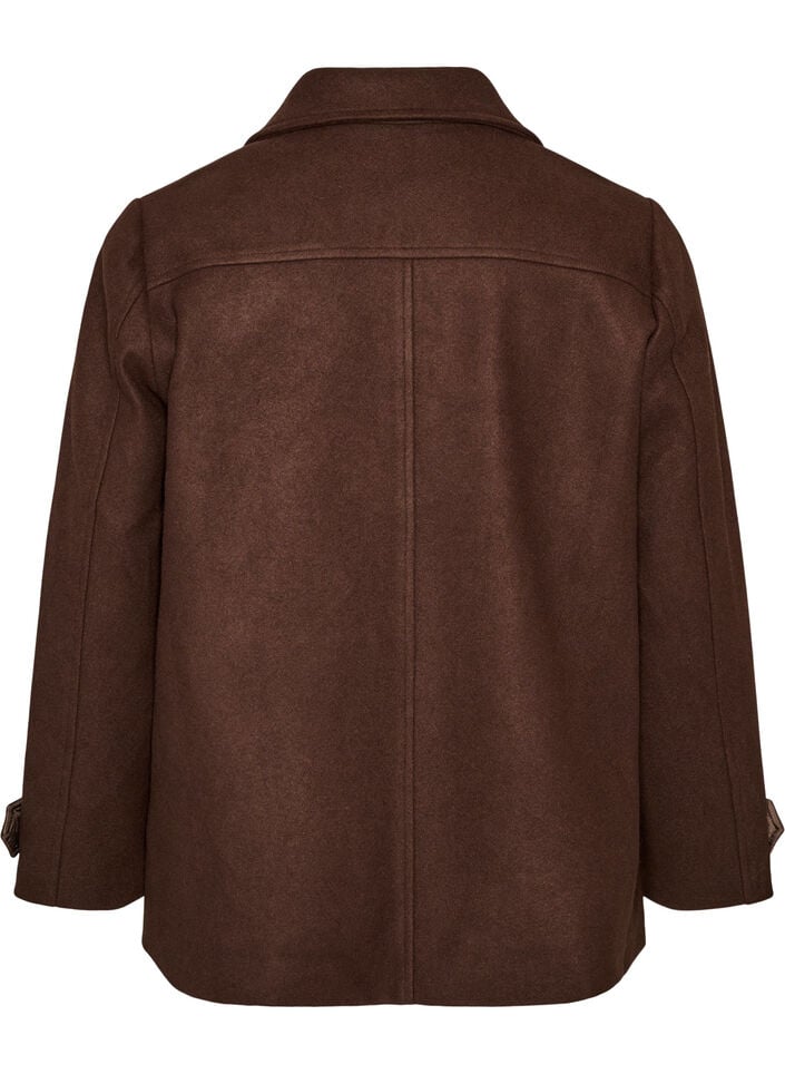 Short coat with double-breasted button closure, Brown, Packshot