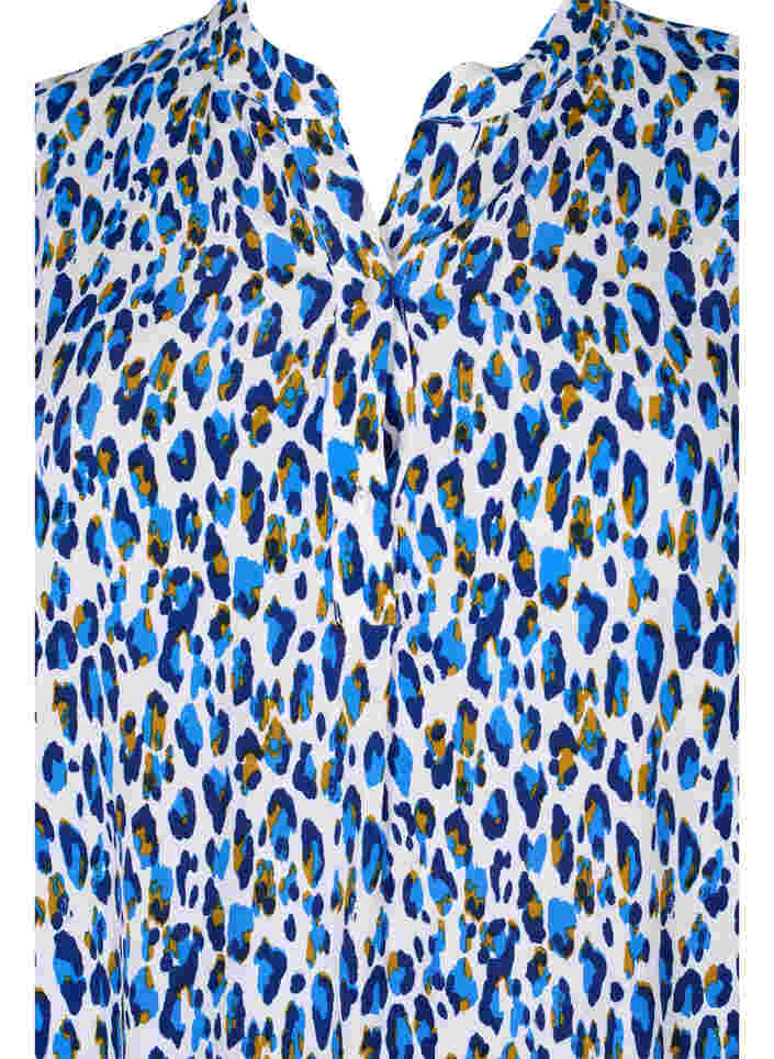 Leopard print viscose tunic, Blue Leo AOP, Packshot image number 2