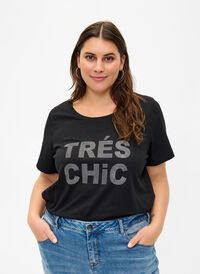T-shirt in organic cotton with studs , Black W. TRÉS, Model