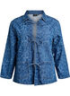 Denim jacket with tie fastening and pockets, Blue Denim Destroy, Packshot image number 0