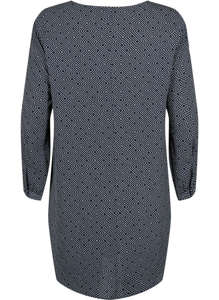 V-neck dress with print, Navy Graphic AOP, Packshot image number 1
