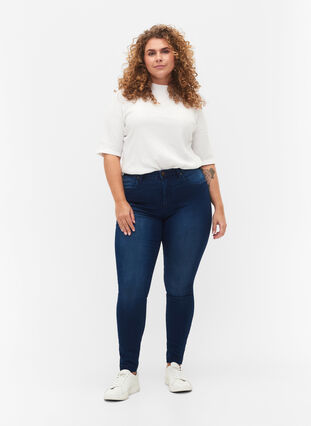 Super slim Amy jeans with high waist, Blue Denim, Model image number 0