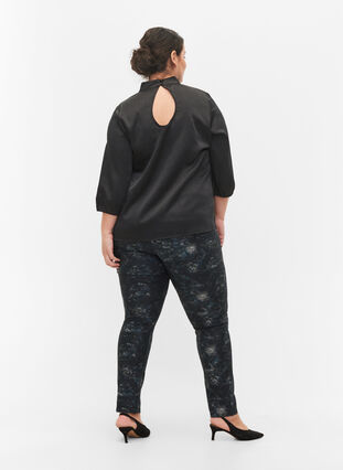 Patterned Emily jeans with rivets, Black AOP, Model image number 1