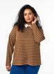 Striped polo shirt with zipper, Brown, Model image number 0