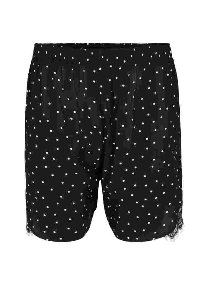 	 Spotted viscose night shorts, Angora Dot, Packshot image number 0