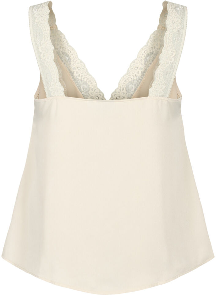 FLASH - Top with v-neck and lace edge, Fog, Packshot image number 1