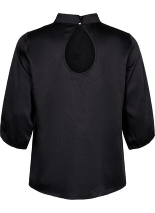 Blouse with 3/4 sleeves and chin collar, Black, Packshot image number 1
