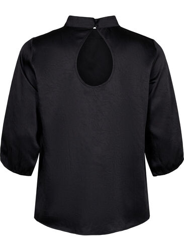 Top with 3/4 sleeves and mandarin collar, Black, Packshot image number 1
