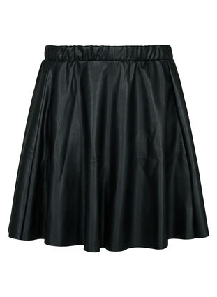 Loose skirt in faux leather, Black, Packshot image number 0