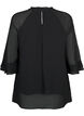 Blouse with asymmetric hem and 3/4 sleeves, Black, Packshot image number 1