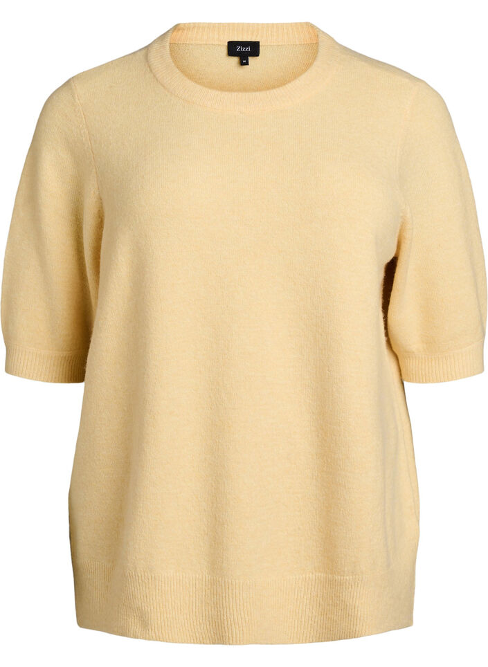 Knitted blouse with short sleeves, Yellow, Packshot image number 0