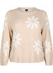 Knitted blouse with flowers, Simply Taupe Comb, Packshot image number 0