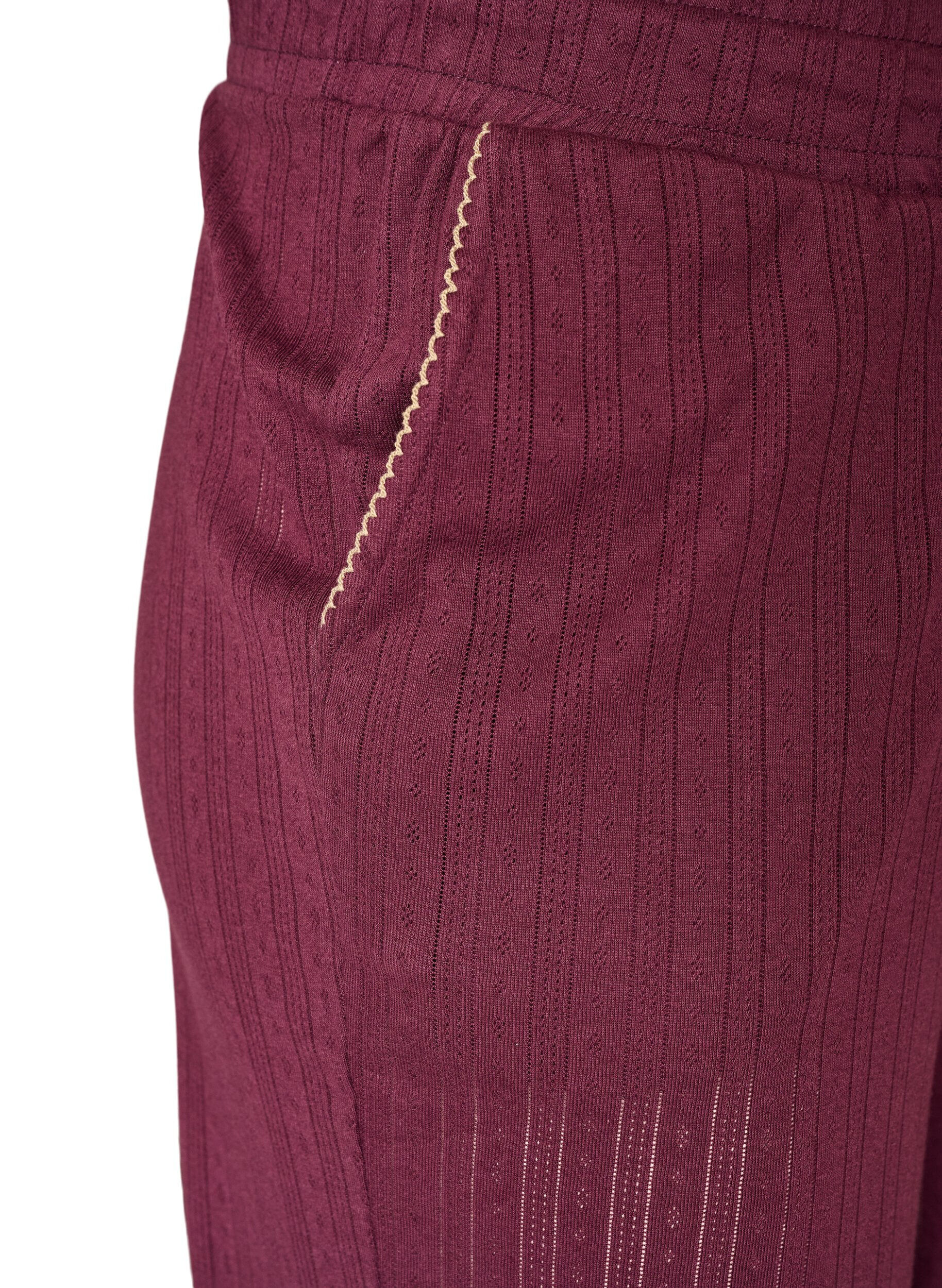 ZizzifashionOrganic cotton pyjama bottoms with eyelet embroidery, Dark Bordeaux, Packshot image number 2