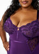 Lace and microfibre bodystocking with underwire, Purple, Model image number 2