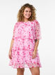 Short chiffon-look dress with floral print and ruffle layers, Pink, Model image number 0