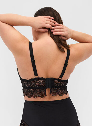 Lace bra with removable inserts - Black - Sz. 85E-115H - Zizzifashion Lace bra with removable inserts - Black - Sz. 85E-115H - Zizzifashion