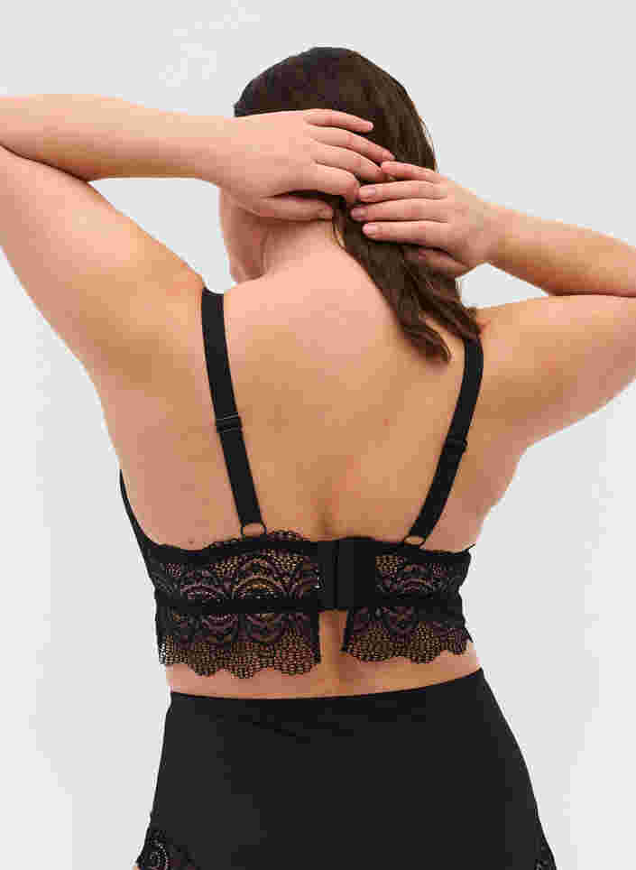 Lace bra with removable inserts, Black, Model image number 1