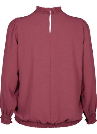 Solid color smock blouse with long sleeves, Dry Rose, Packshot image number 1
