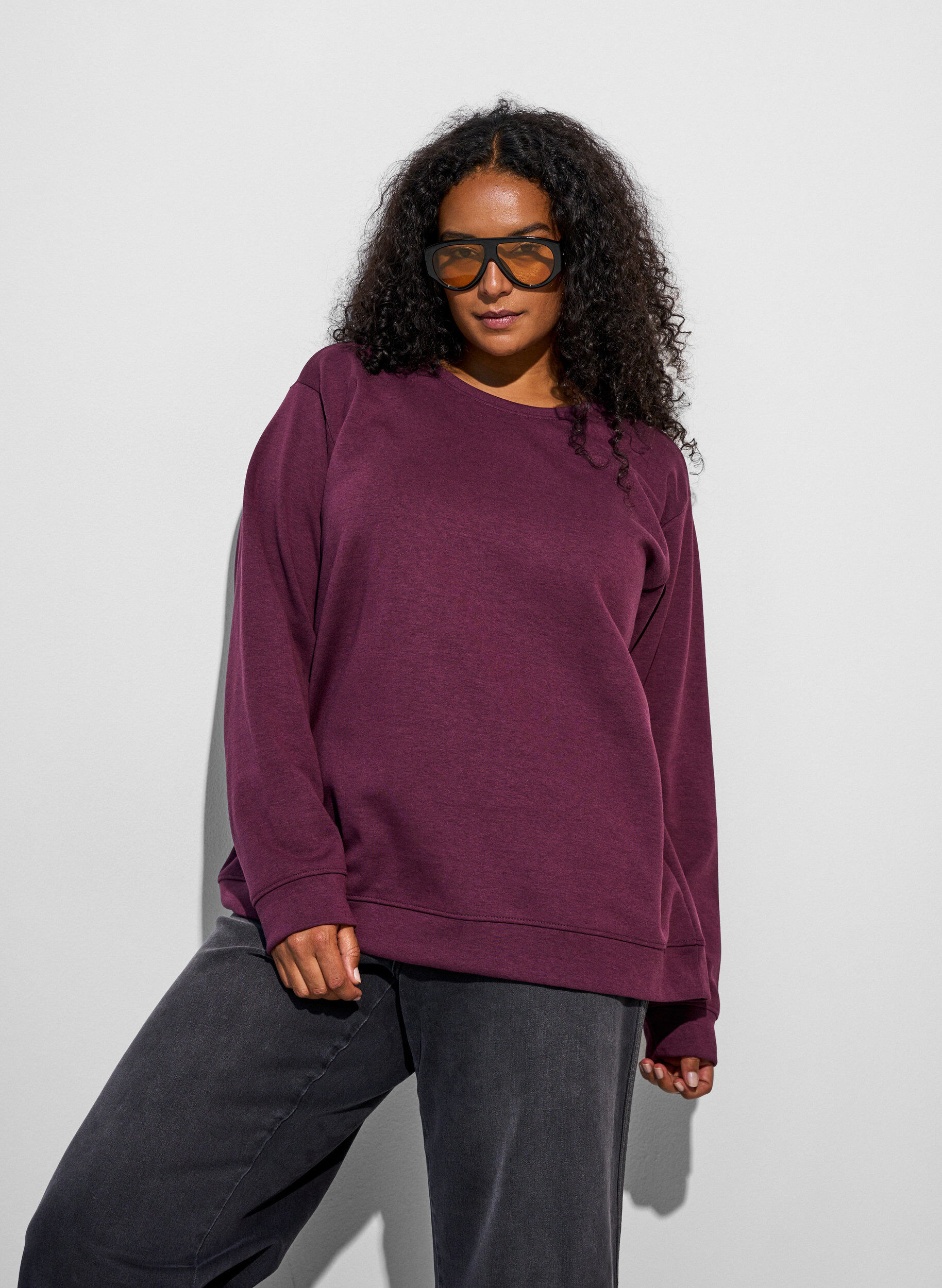 ZizzifashionSweatshirt with crew neck, Red, Model image number 0