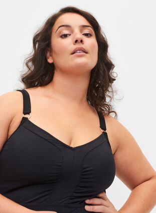 Swimsuit with drapes, Black, Model image number 2