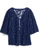 Lace blouse with 3/4 sleeves and bows on the front, Blue, Packshot image number 1