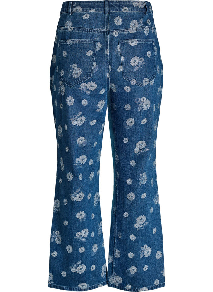 Gemma high-waisted floral jeans, Blue, Packshot image number 1