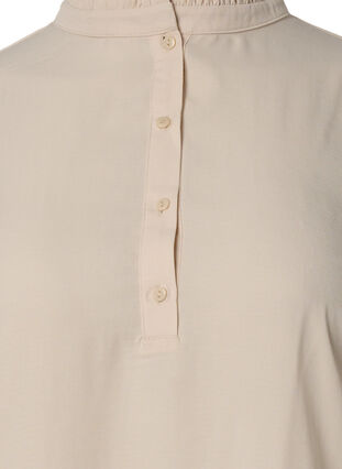 Long-sleeved tunica with ruffle collar, Warm Off-white, Packshot image number 2