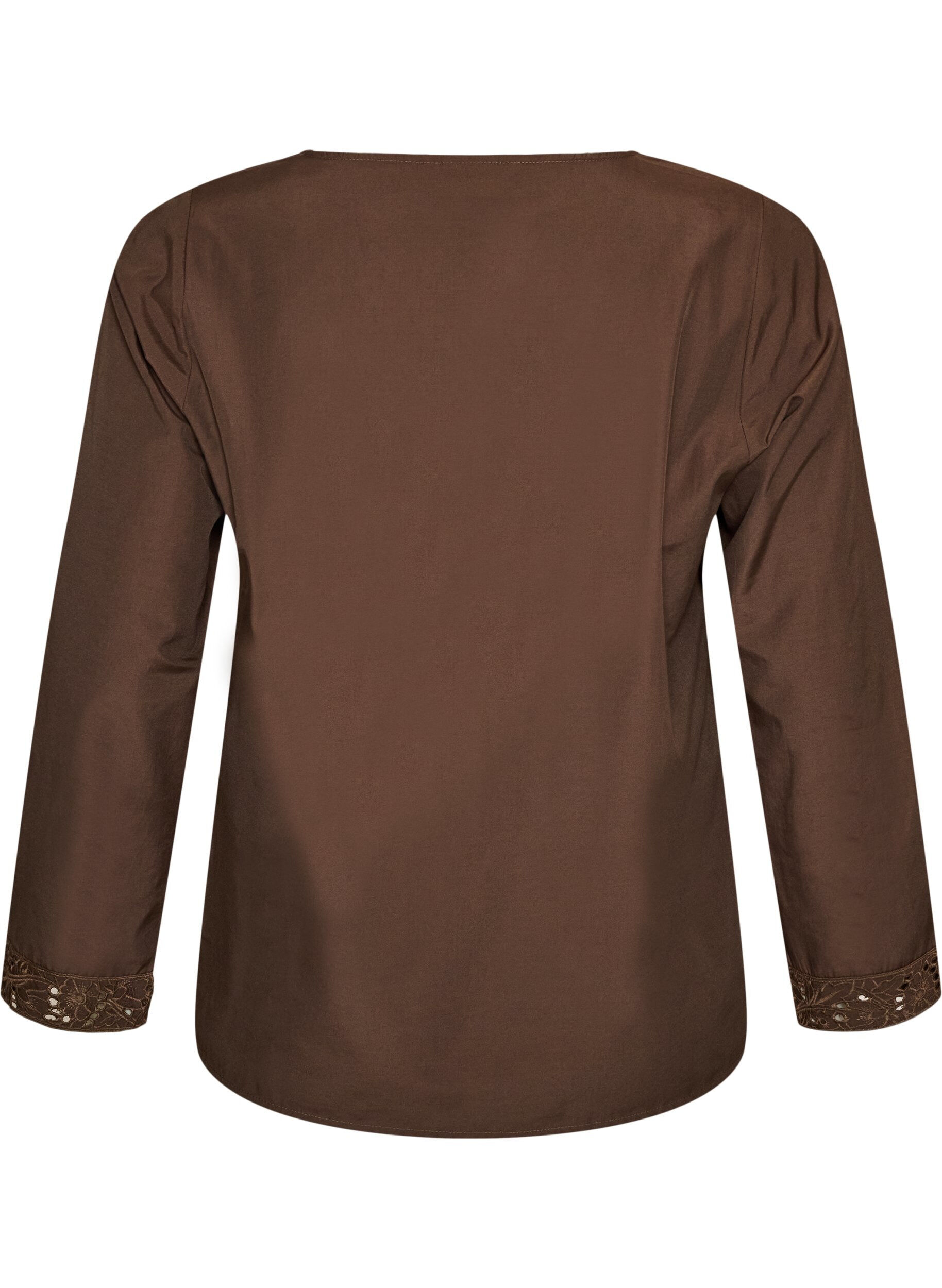 ZizzifashionShirt blouse with broderie anglaise, Brown, Packshot image number 1