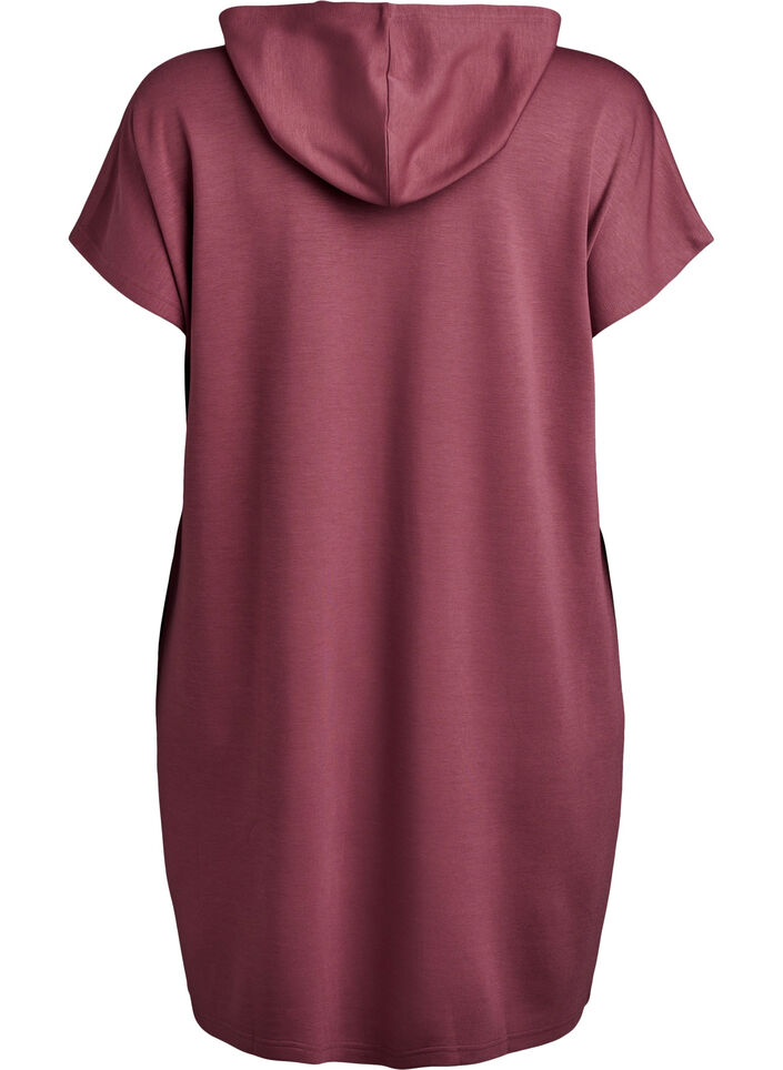 Short sleeve sweat dress in modal mix, Brown, Packshot image number 1